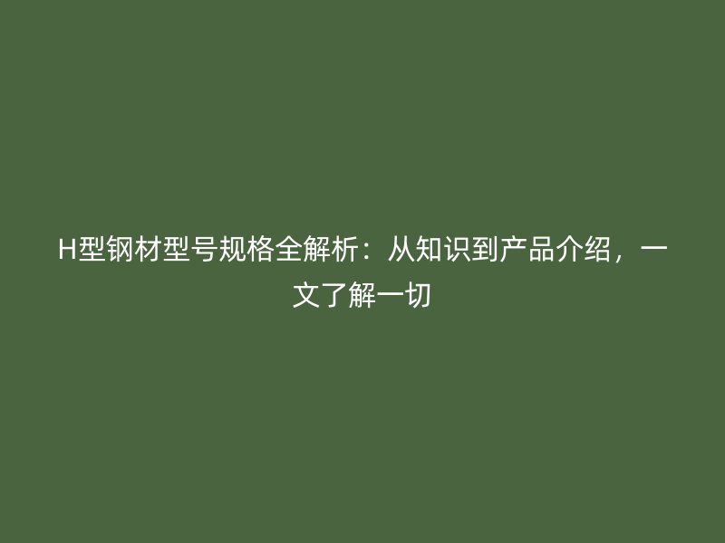 H型鋼材型號(hào)規(guī)格全解析：從知識(shí)到產(chǎn)品介紹，一文了解一切