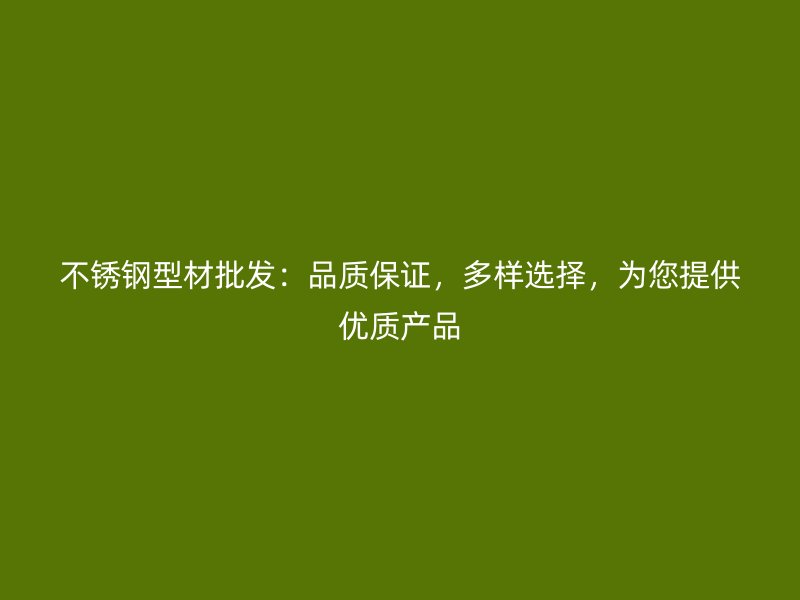 不銹鋼型材批發：品質保證，多樣選擇，為您提供優質產品